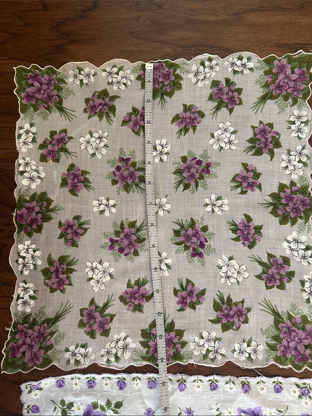 Vintage Floral Handkerchief Bundle - Purple & Teal Accents - Picture 4 of 5